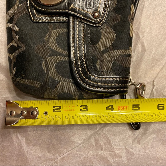 Coach Signature Black Nylon/Leather Wristlet - Picture 6 of 7
